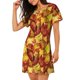 thumbnail image 2 of Balery Autumn Mosaic Maple Leaves Camisón de manga corta con cuello redondo para mujer, cómodo y elegante., 2 of 6
