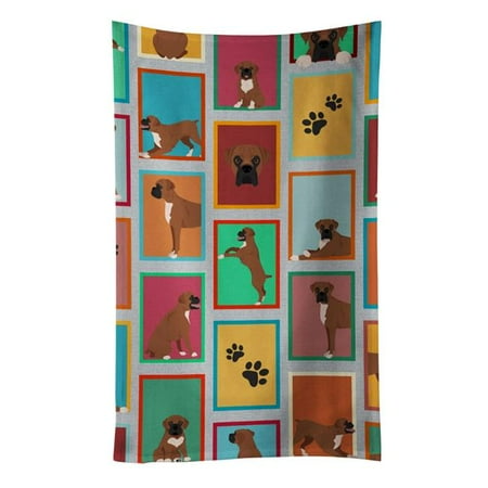 

25 x 15 in. Unisex Lots of Black Face Boxer Kitchen Towel