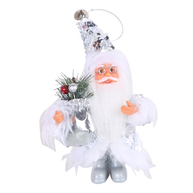 Decoración Colgante de Árbol de Navidad BLESIY Estatuilla de Papá Noel Sombrero de Lentejuelas Blancas