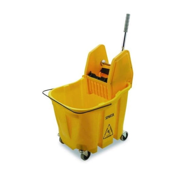 Carlisle OmniFit Mop Bucket with Down Press Wringer, 35 qt, Yellow