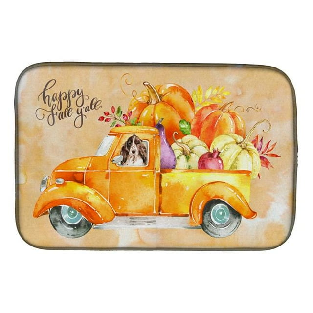Carolines Treasures CK2659DDM Fall Harvest Brown Parti Cocker Spaniel Dish Drying Mat