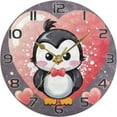 thumbnail image 5 of 10 Inch Valentine Penguins Wall Clock, Silent Non Ticking Battery Operated Round Clock for Kitchen Office School Home Decorative, 5 of 7
