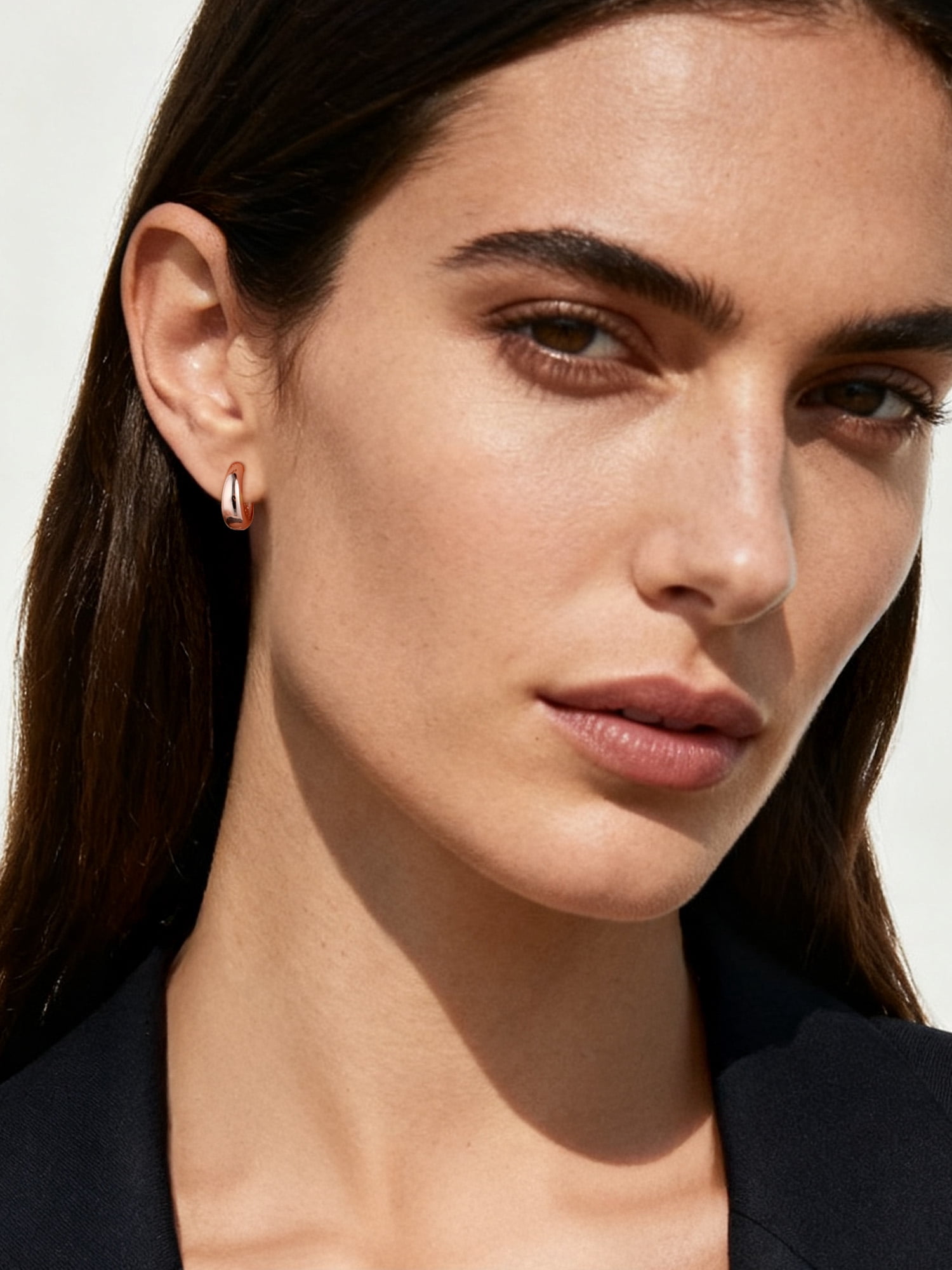 ChicSilver Solid 925 Sterling Silver Chunky Hoop Earrings for Women Hypoallergenic Thick Huggie Earring Wide Hoops Everyday Hoop Earrings