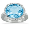 thumbnail image 1 of SZUL Women's 8 Carat Oval Blue Topaz and Diamond Ring in 14K White Gold, 1 of 3