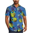 thumbnail image 2 of Blusa y camisa de manga corta con cuello vuelto para hombre, blusa informal de moda con botones estampados, blusa de manga corta con cuello vuelto, blusa de poliéster para hombre, 2 of 6