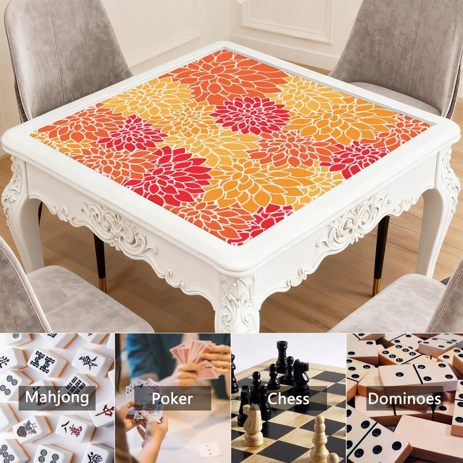 Classic Boho Design Multi-Functional Rubber Mat 31.5x31.5 Inch Extra Large Mahjong Playing Surface Features Anti-Slip Grip and Noise Dampening for Games