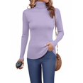 thumbnail image 2 of Women's Winter High Neck Solid Color Long Sleeve Pullover Knitted Bottoming Sweater, Warm and Slim, Great for Layering and Cold Weather,Purple,One Size, 2 of 6