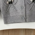 thumbnail image 4 of Lorytime Girls Cardigan Sweater size 4-6 Kids Bow Tops Button Crewneck Long Sleeve Knitwear Spring Outwear Gray 130, 4 of 6