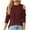 Wine, variant on Lenpel Women's Long Sleeve Tops Cold Shoulder Crew Neck Solid Color Textured Tunic Shirts Dress Casual Blouses