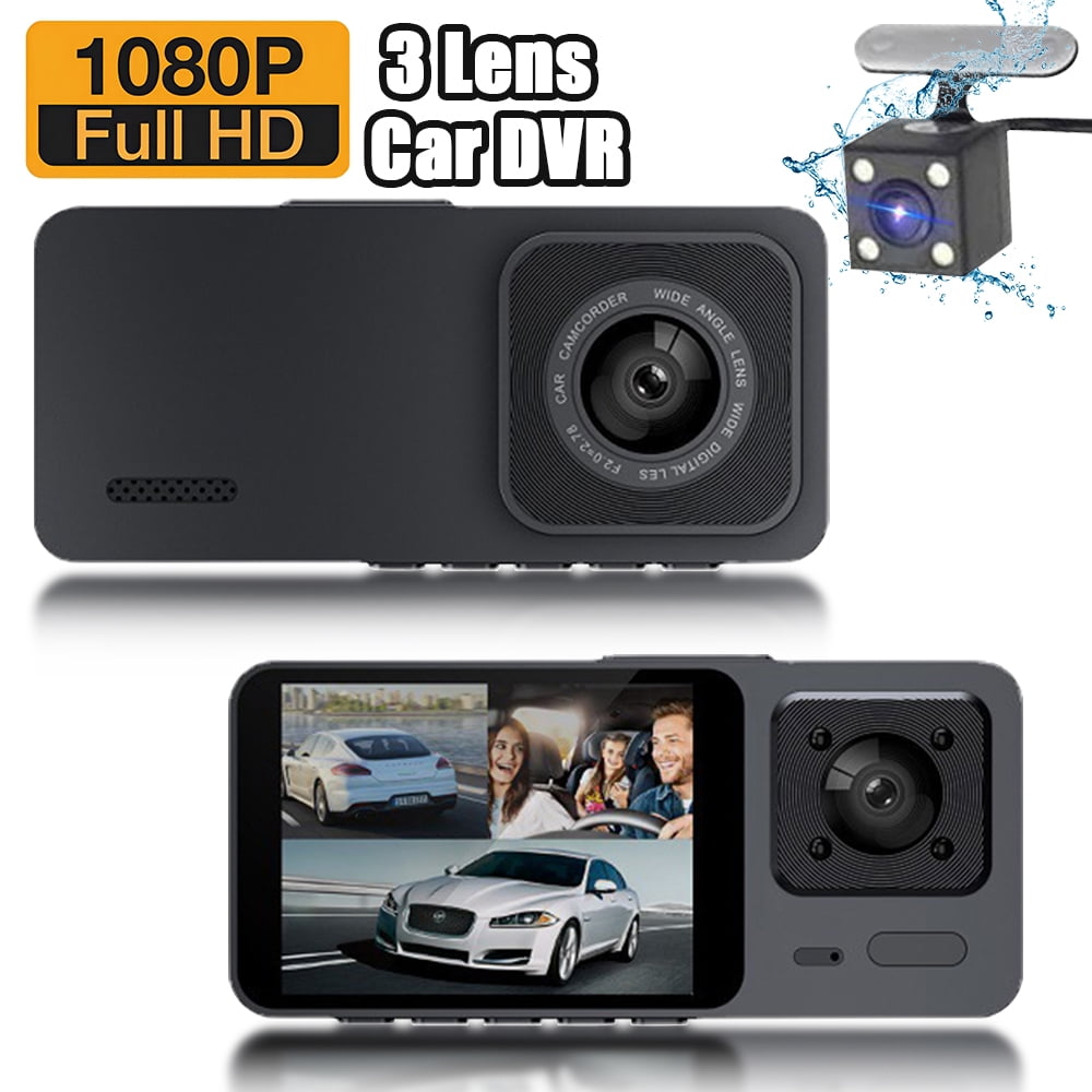 3 Channel 1080P Dash Cam Front and Rear Inside, Three Way Triple Car ...