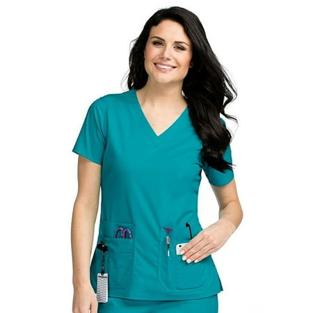 Med Couture Flex-It 8458 Back Panel Top-Real Teal/Sangria-2XL