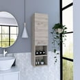 thumbnail image 4 of Nmkwnr Single Door Wall Cabinet with 2 Inner Shelves and 2 Open Shelves, 32" H Storage Cabinet for Living Room, Bathroom, Light Gray, 4 of 9