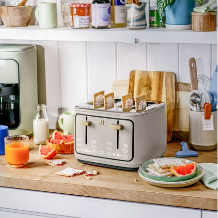 Beautiful 4-Slice Toaster with Touch-Activated Display, Porcini Taupe by Drew Barrymore