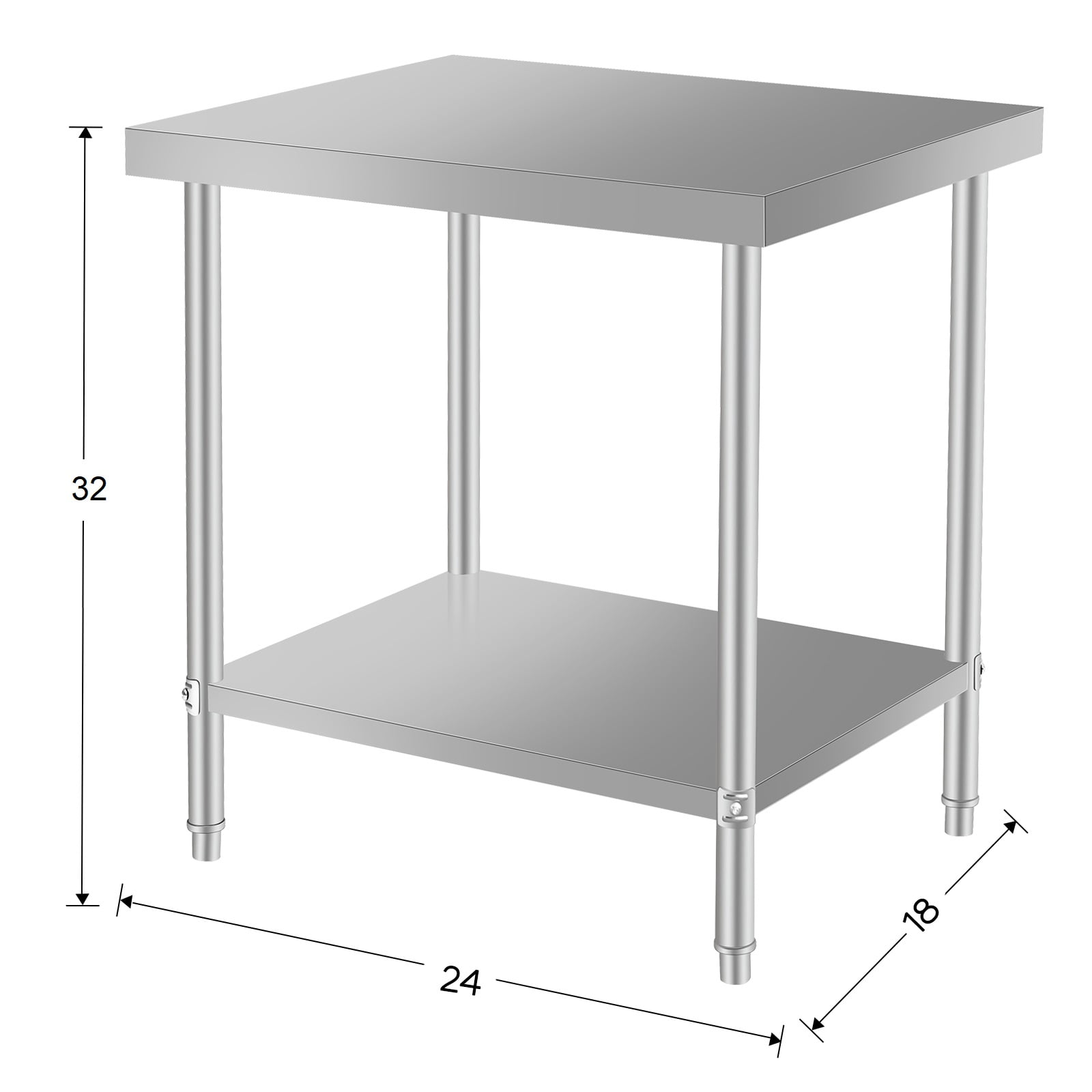GARITIN 24 x 18 Inch Commercial Work Table, Stainless Steel Kitchen Prep Table with Under Shelf for Restaurant & Home, Silver