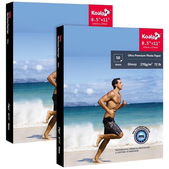 Koala Ultra Premium Glossy Photo Paper 8.5x11 100 Sheets 11Mil for Inkjet Printers Epson HP Canon 72lb Heavyweight Photo Paper Waterproof, Durable, Long-lasting Colors