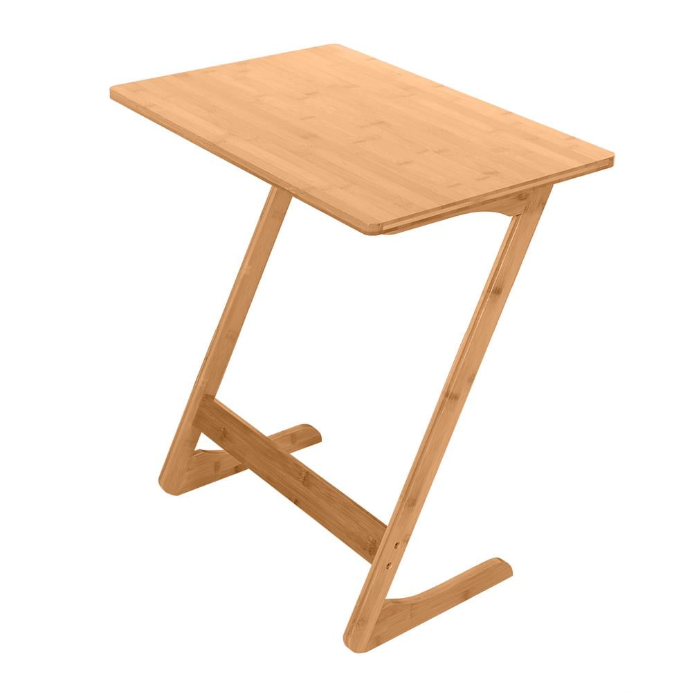 Modern Furniture for Living Room Bedroom Balcony Family and Office in White Color BAMEOS Bamboo Snack Table Sofa Console Table Side End Accent Table 2-Tier Side Table with Storage Shelf