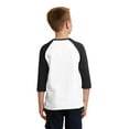 thumbnail image 2 of Port & Company Youth Core Blend 3/4 Sleeve Raglan Tee-S (White/ Jet Black), 2 of 6