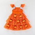 thumbnail image 4 of OOOUM Girls Tutu Dress Kids Strap Tiered Halloween Party Dress Toddler Pumpkin Decor Flutter Sleeve Outfits 12-18 Months, 4 of 9