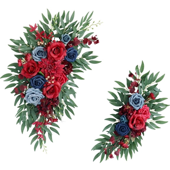 2Pcs Artificial Arch Flower, Ceremony Signs Wedding Floral Decorations Wedding Welcome Signs for Reception Welcome Sign Backdrop Home Decor