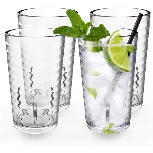 Plastic Tumblers Cups, [UNBREAKABLE Acrylic] Plastic Water Tumbler Drinking Glasses, 12Ounce