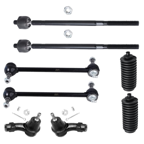 Detroit Axle - 8pc Front Suspension Kit for Ford Focus 2000-2006, 4 Tie Rod Ends 2 Boots 2 Sway Bar End Links 2001 2002 2003 2004 2005 Replacement