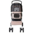 thumbnail image 4 of PawHut 4 Wheel Dog Pet Stroller Dog Cat Carrier Folding Sunshade Canopy with Brake, Safety Leash, Cup Holder, Brown, 4 of 9