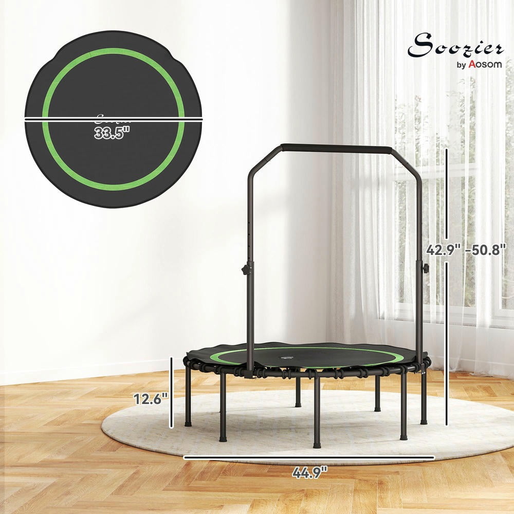 GVN 45" Trampoline with Adjustable Handle Bar, Outdoor Trampoline for Adults, Indoor, Outdoor, Green