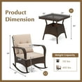 thumbnail image 3 of Gymax 3PCS Outdoor Rocking Set Rattan Rocker Chairs w/ Tempered Glass Coffee Table Wicker Rocker Set Brown, 3 of 9