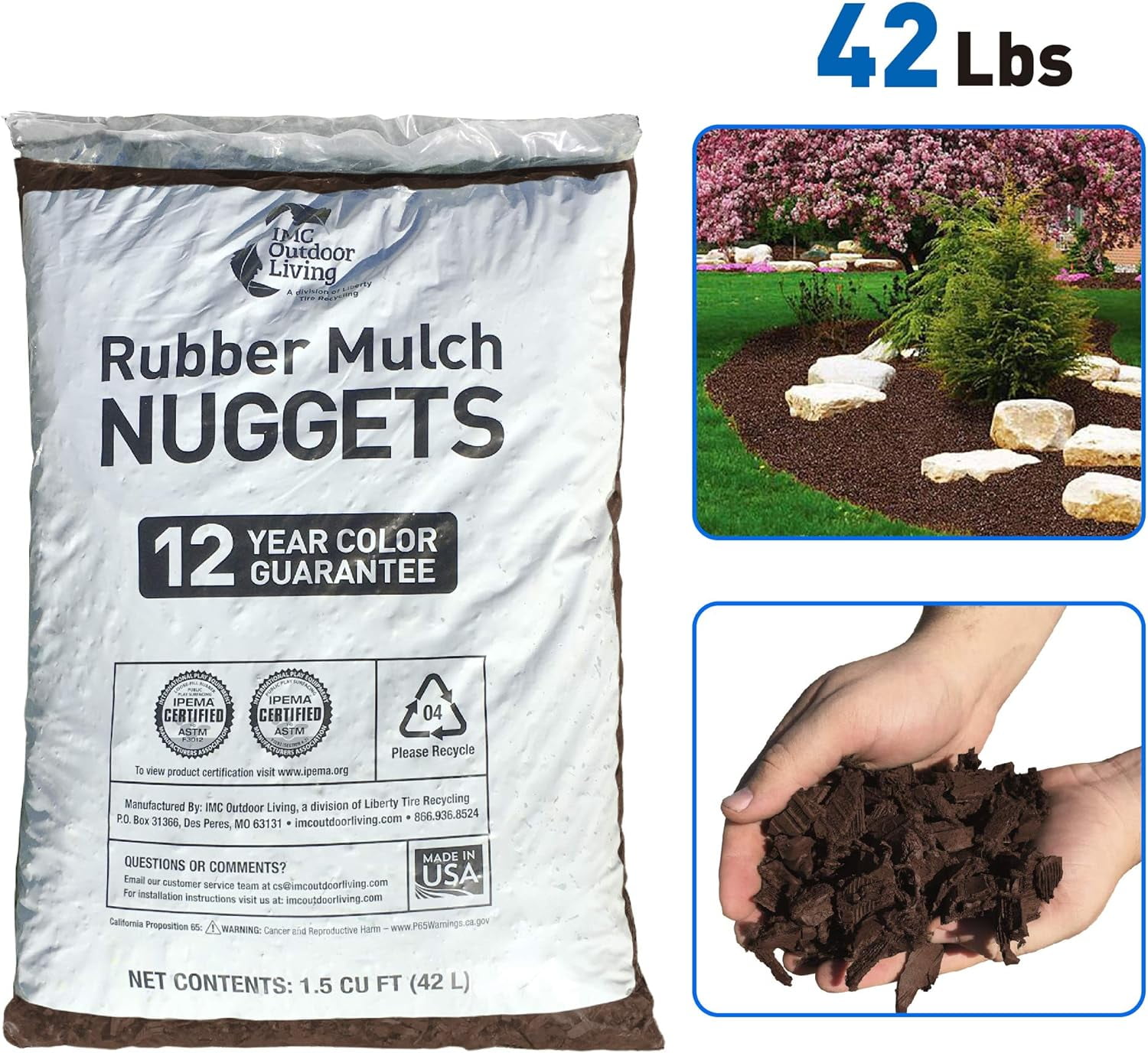 NuPlay Rubber Mulch Earthtone Recycled Rubber Mulch, 1.5 cu ft with 12 Year Color Guarantee