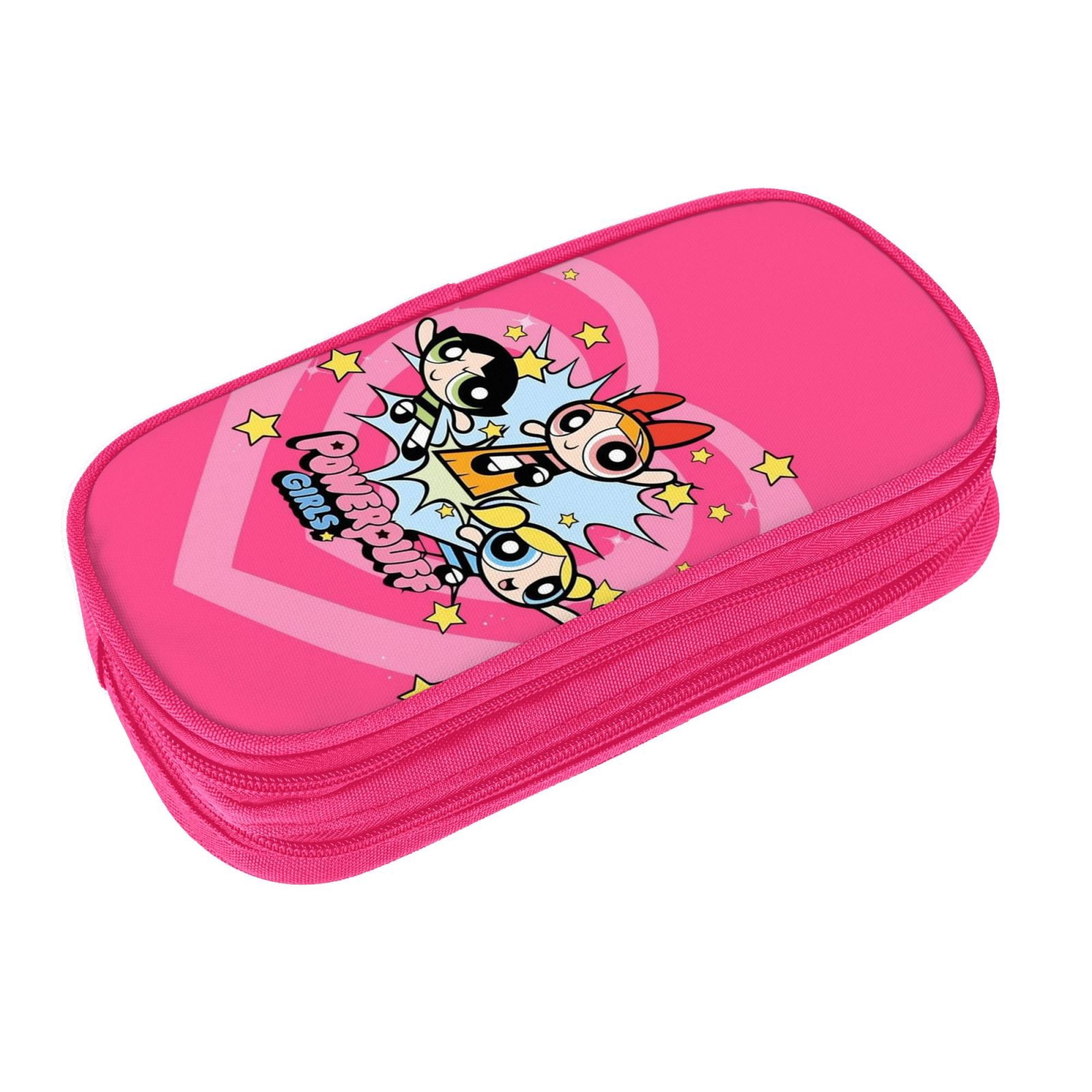 The Powerpuff Gi-rls Pencil Case Large Capacity Pencil Pouch Pen Bag Office Stationery Organizer Travel Makeup Bag Pink