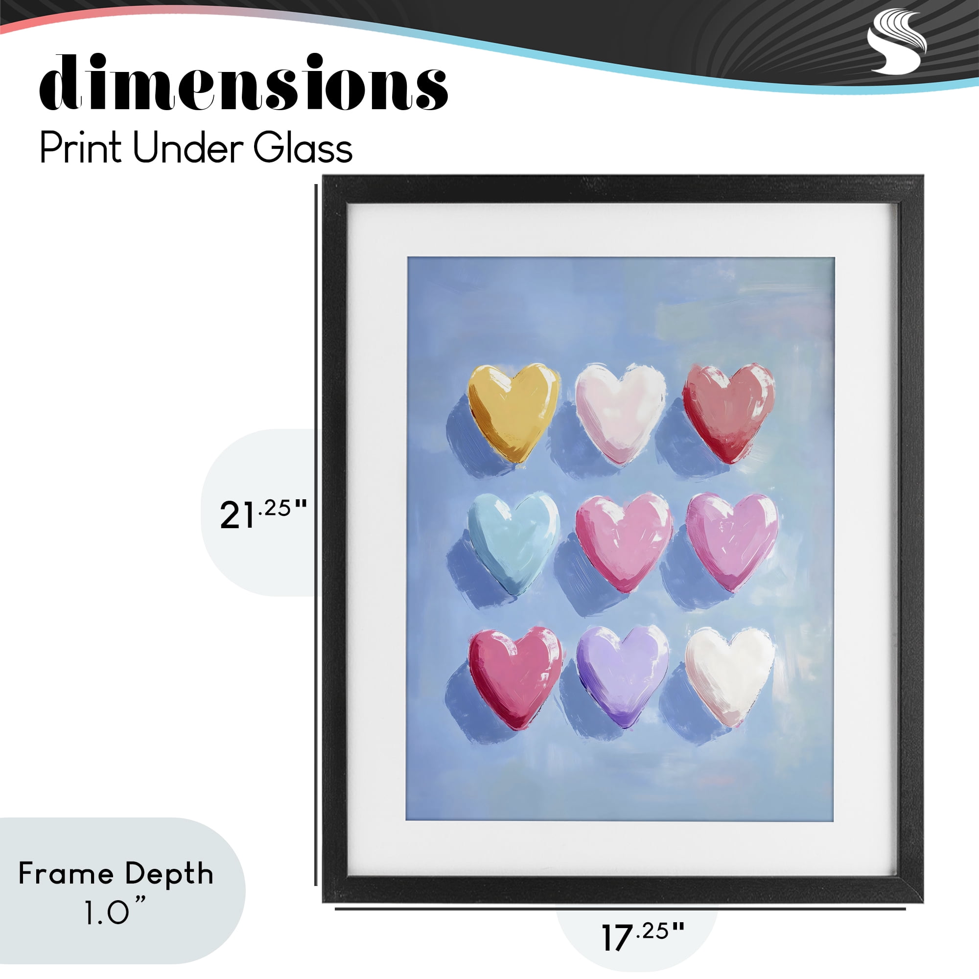 Stupell Industries Pastel Heart Grid Black Framed Print Under Glass, design by The Prints Vibe