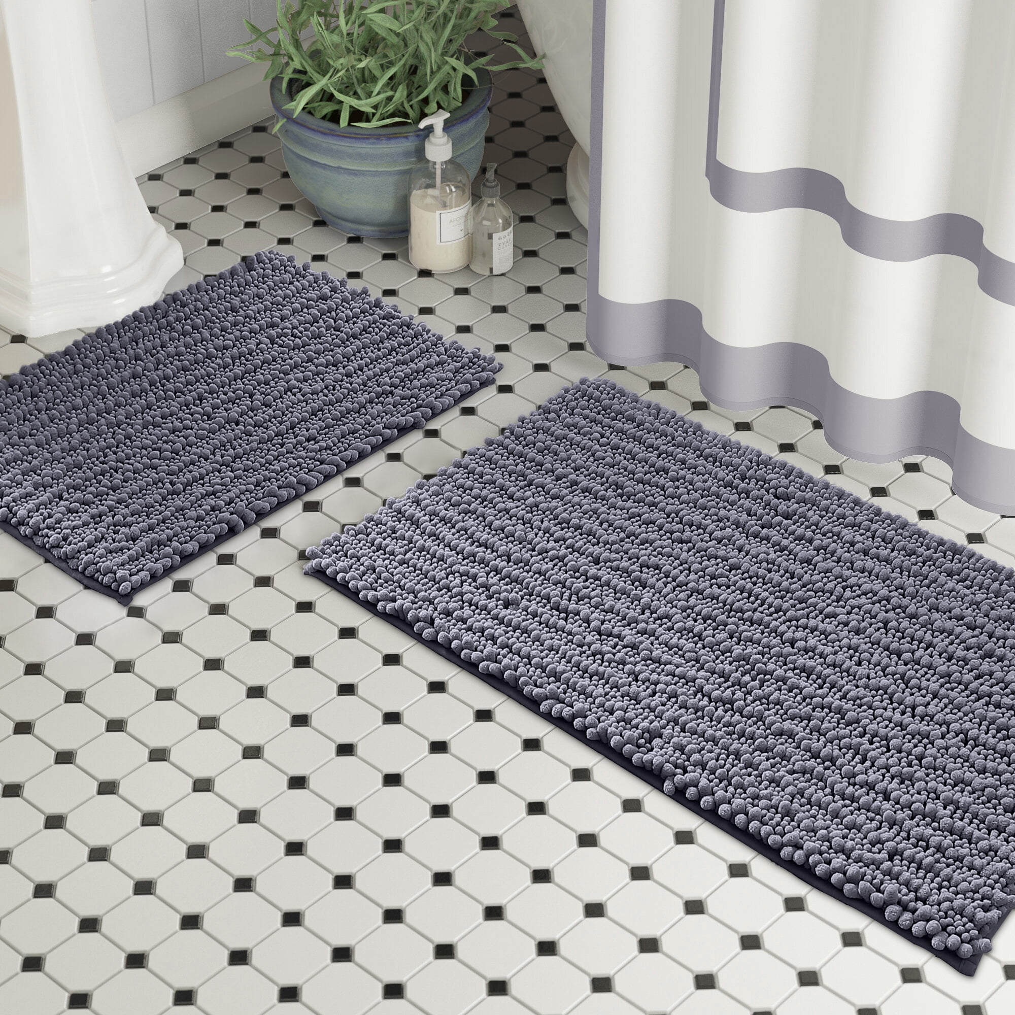 15X23" Kitchen Bath Doormat Non-Slip Mat Rug Bathmats Carpet Black Brick Wall 