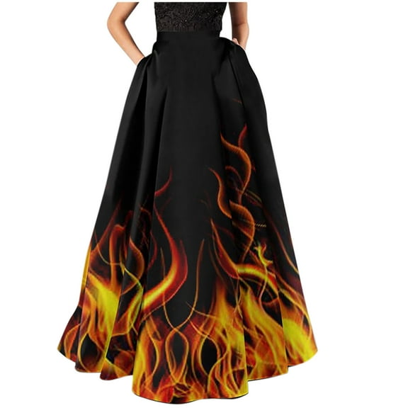 Ruimatai Women's Bohemian Floral Print Maxi Skirt High Waisted Beach Party Casual Long Flowy Summer Skirt Polyester Sleeveless