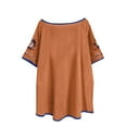 thumbnail image 4 of Yaoyar Women's Summer Color T Shirt Loose Tees Crew Neck Short Sleeve Casual Embroidery Tops, 4 of 5
