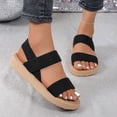 thumbnail image 3 of Sandals For Women Slingback Ankle Strap Platform Sandals Lightweight Casual Outdoor Beach Summer Walking Shoes,Khaki,37, 3 of 7