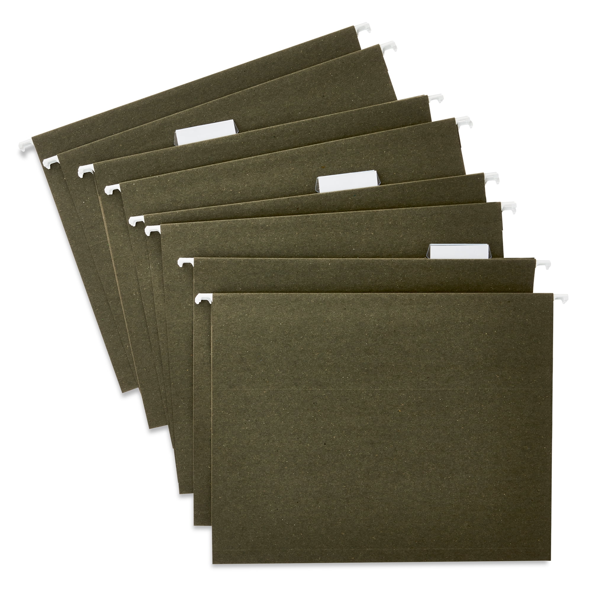 Pen+Gear Hanging File Folders, Letter Size, 1/5 Cut Tabs and Inserts, Green, Box of 25