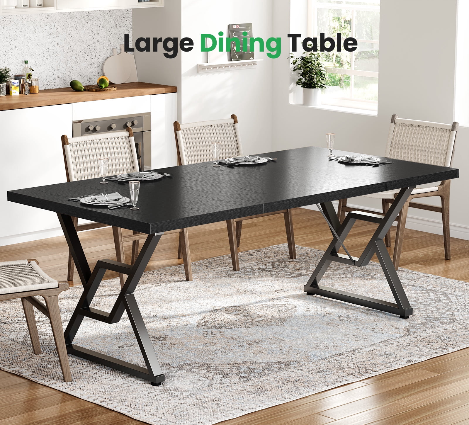 Computer Desk Executive Desk With Thick Wooden Tabletop And Metal Frame