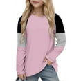 thumbnail image 4 of WhouRiu Toddler Girl T Shirts Long Sleeve Striped Color Block Tees Children Spring Fall Comfy Tops Pink,Sizes 4-5, 4 of 4