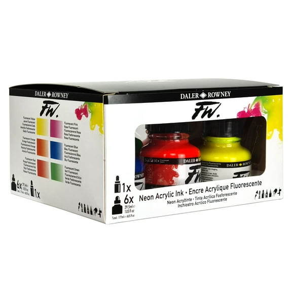 FW ACR INK SET 6X29.5ML NEON