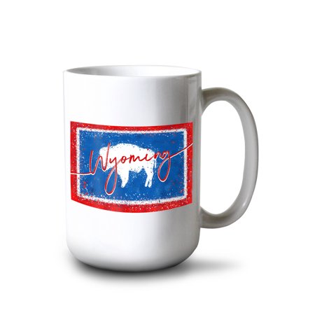 

15 fl oz Ceramic Mug Wyoming State Flag Abstract Watercolor Splatter Dishwasher & Microwave Safe