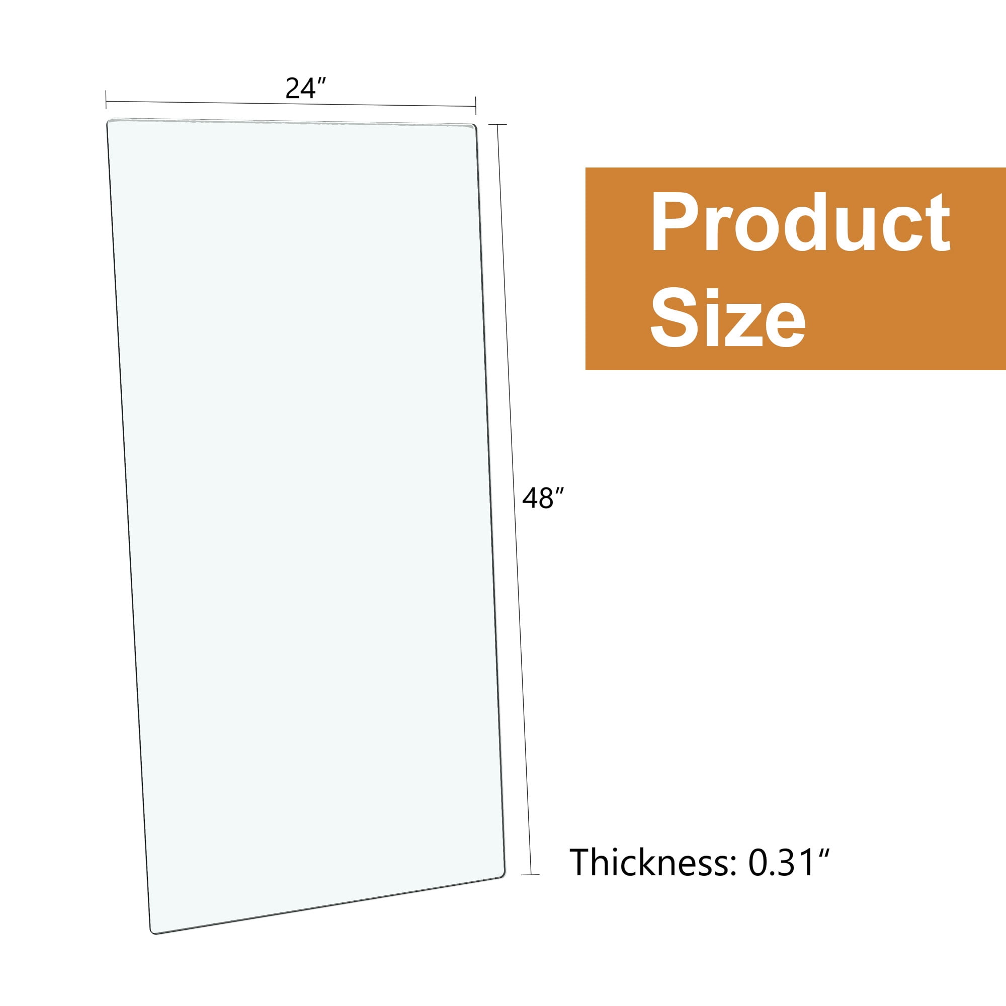 MAYEERTY 24"×48" Rectangular Tempered Glass Table Top, 0.31" Thick Clear Scratch Proof Tempered Glass Surface for Large Dining Patio Table