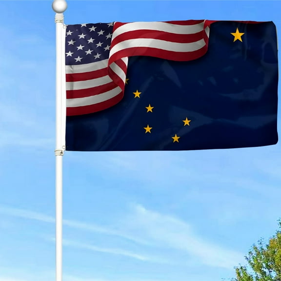 Bayyon Alaska State American Flag Banner with Grommets 3x5Feet Man cave Decor