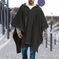 thumbnail image 2 of Wuxian Sweatshirt For Men Blanket Poncho Hoodie Irregular Hem Cozy Fuzzy Pullover Ponchos Warm Hooded Cape Tops,Black,L, 2 of 5