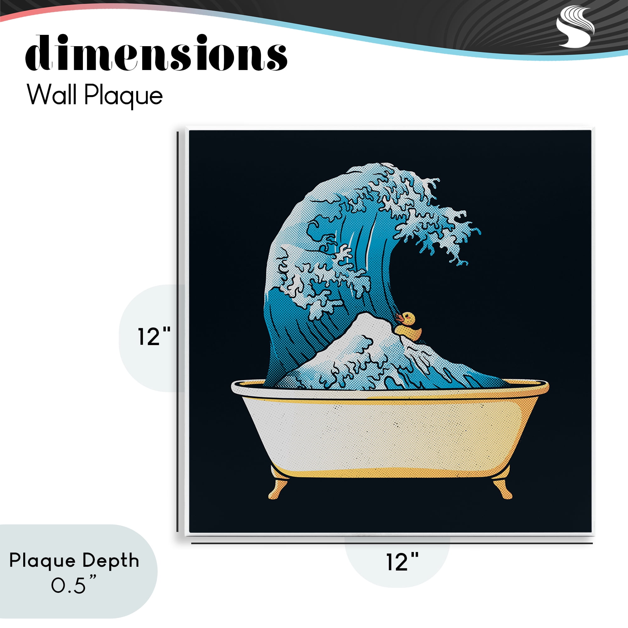 Stupell Industries Bathtub with Kanagawa Wave Wall Plaque Art, design by Tobe Fonseca
