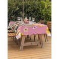 thumbnail image 2 of Outdoor Tablecloth with Umbrella Hole and Zipper, Pink Easter Bunny Rectangle Table Cloth 60x102 Inch Waterproof Tablecloth, Spring Tulip Floral Easter Eggs Plaid Picnic Table Cover for Patio Camping, 2 of 7