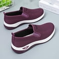 thumbnail image 5 of Floleo Women's Slip-On Hollow Knit Mesh Walking Shoes, Round Toe Cushioned Curved Midsole Footwear, Six Solid Tone Non-Slip Breathable Daily Casual Loafers(Purple,9.5), 5 of 9
