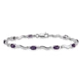 thumbnail image 3 of Auriga 14k White Gold Diamond and Amethyst Bracelet 7inch for Women, 3 of 6