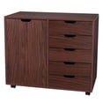 thumbnail image 2 of Single Door Five Drawers MDF With PVC Wooden Filing Cabinet Dark Brown, 2 of 8