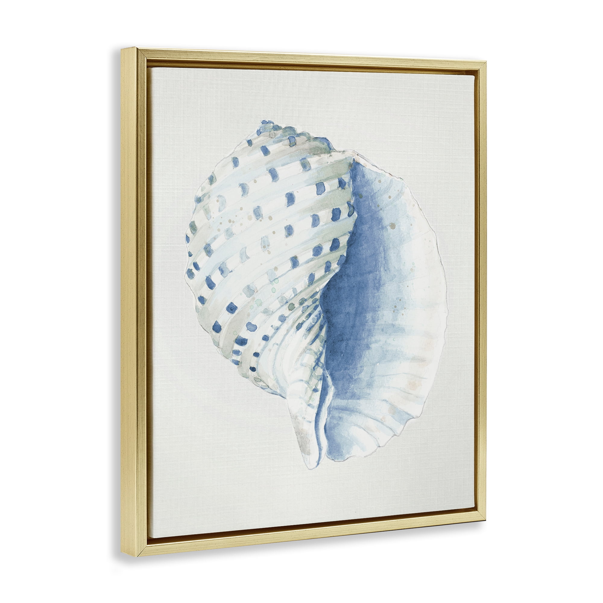 Stupell Industries Spotted Conch Shell Animals & Insects Painting Gold Floater Framed Canvas Art Print Wall Art, 25 x 31