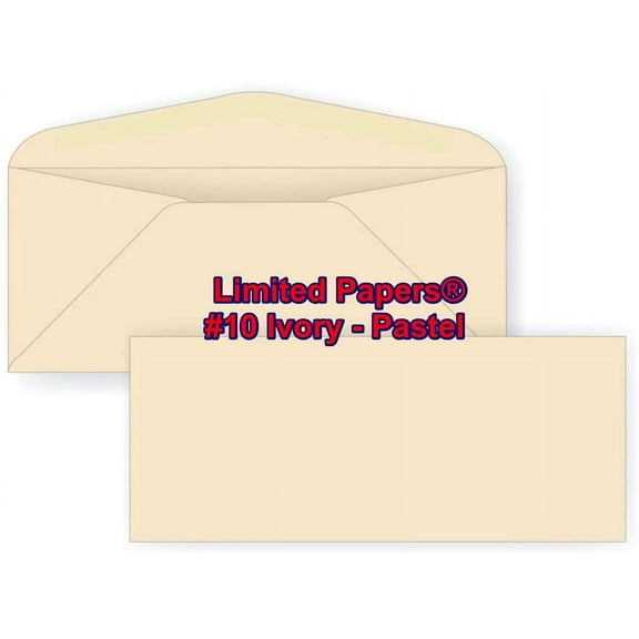 Limited Papers (TM) #10 Regular Envelope - Pastel - Soft - 24# (4.8" x 9.5") - Announcement, Invoices, Statements, Checks, Letters, Contracts, Business Envelope (Ivory, 1000)